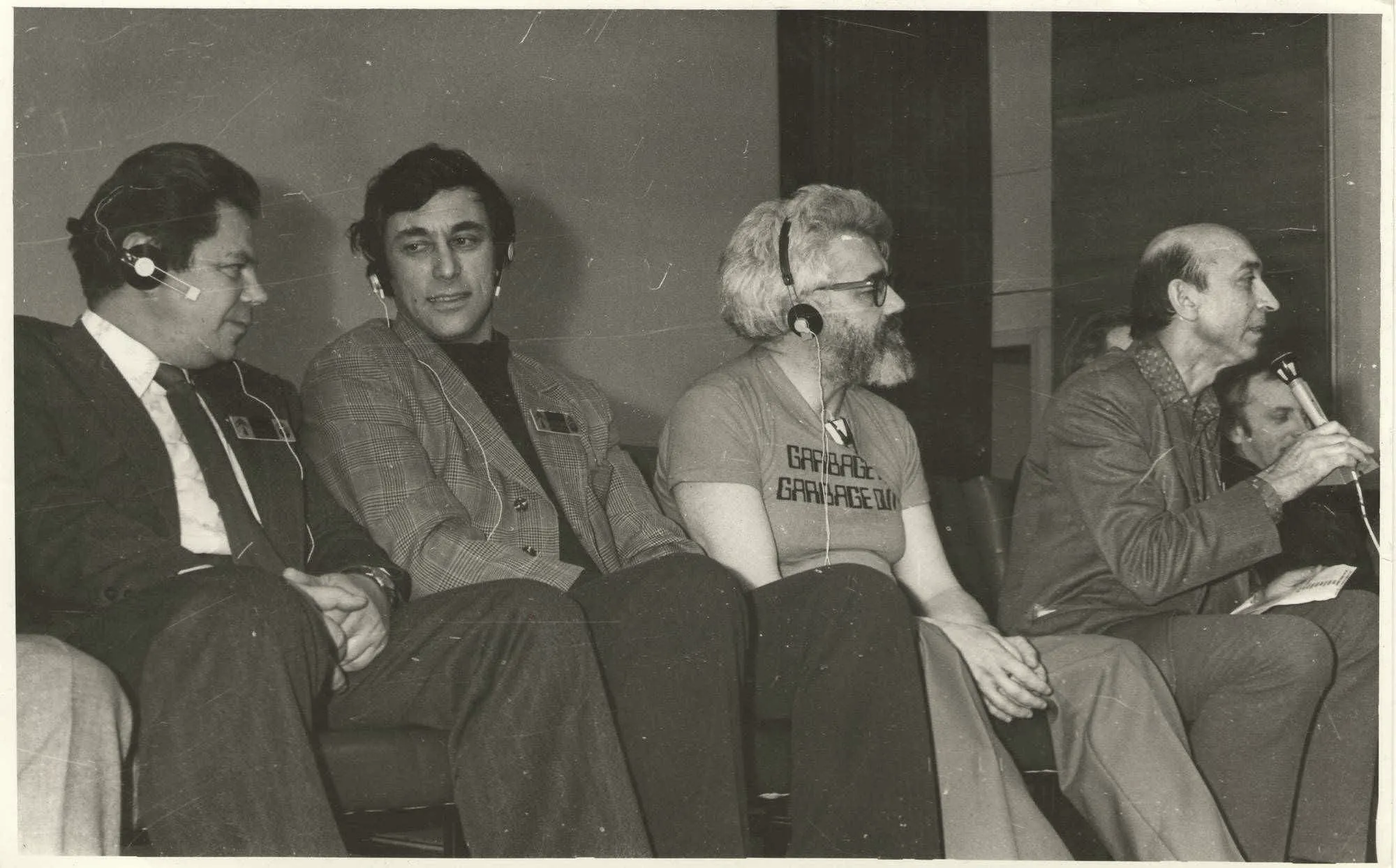 L Zadeh, J McCarthy, V I Varshavsky, and D A Pospelov photographed in Leningrad in 1977